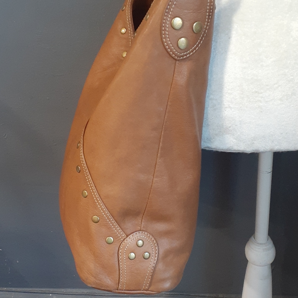 Aqua tan leather crossbody shoulder bag - Picture 12 of 17